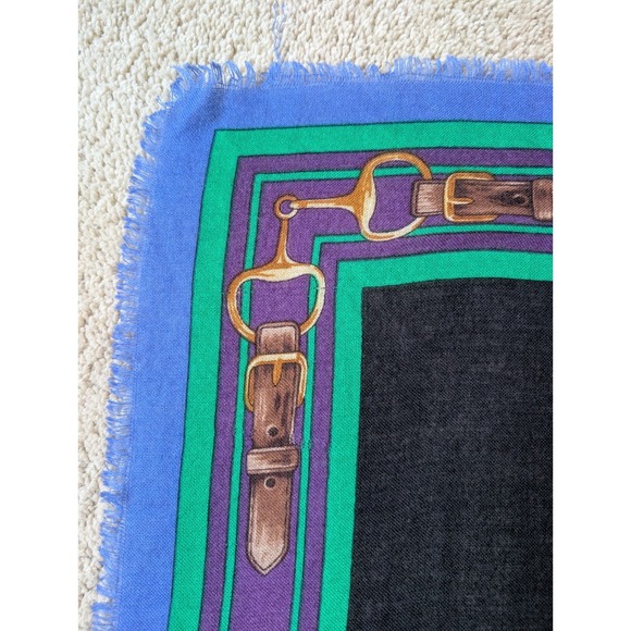 Vintage Lauren Ralph Lauren Silk Scarf *HOLES Equestrian Belt Crest 40" LXVII - Picture 11 of 16